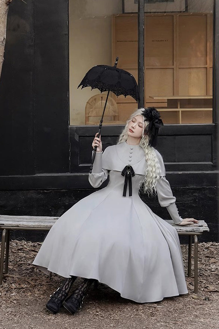 Sweet Lolita Dress - Thirteenth Evening, Gray, Gothic Style, Long Sleeves - additional product view 5