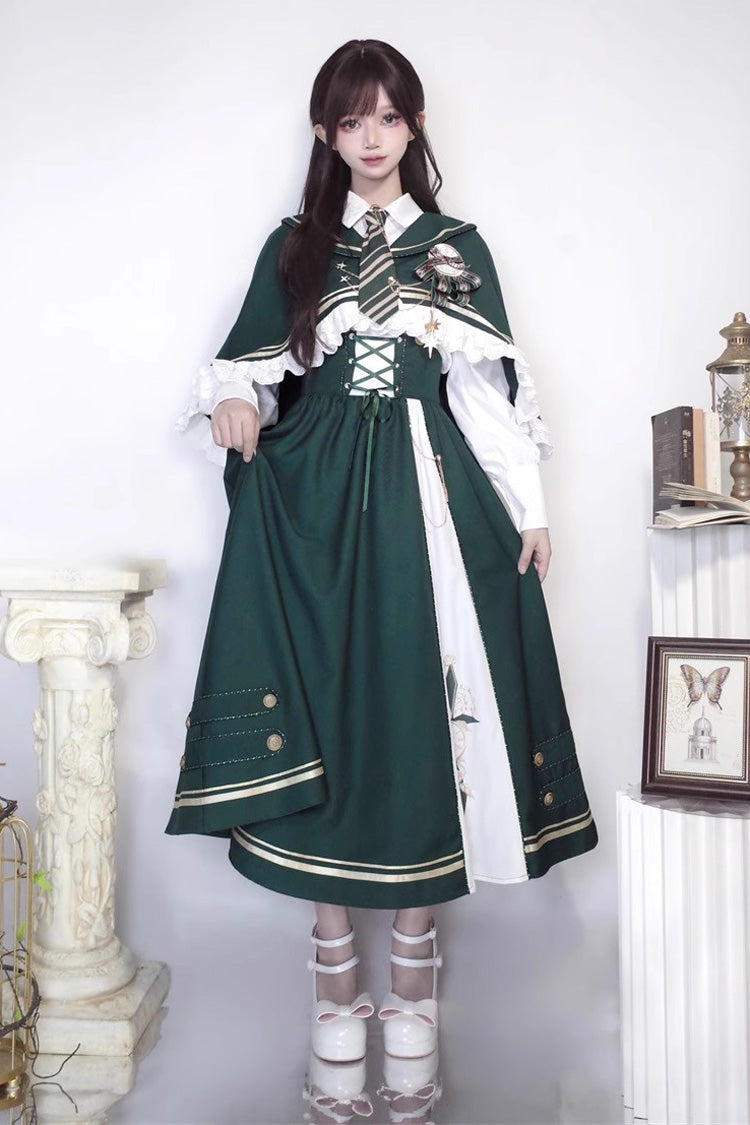 Sweet Lolita Dress - Time Traveler Print, Green, Printed - Kawaii Statement Dress - additional product view 2