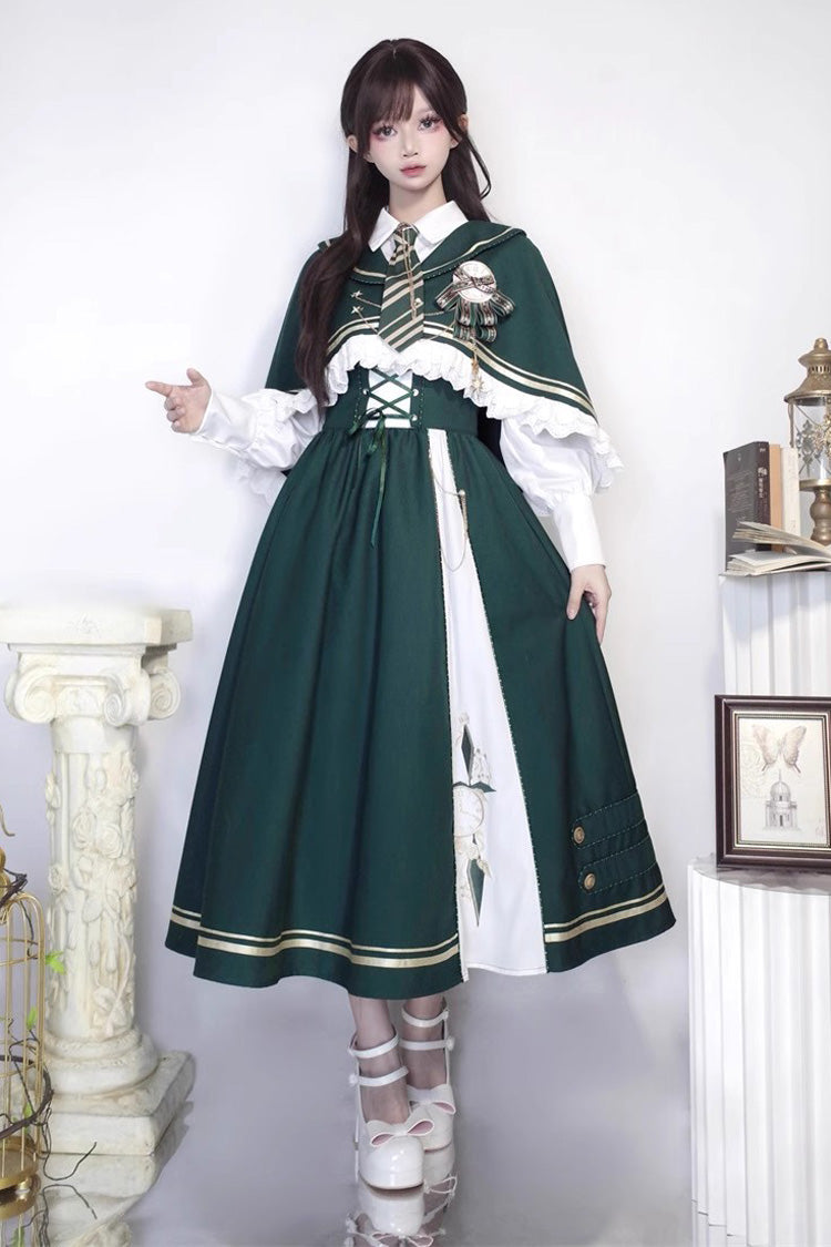 Sweet Lolita Dress - Time Traveler Print, Green, Printed - Kawaii Statement Dress - additional product view 3