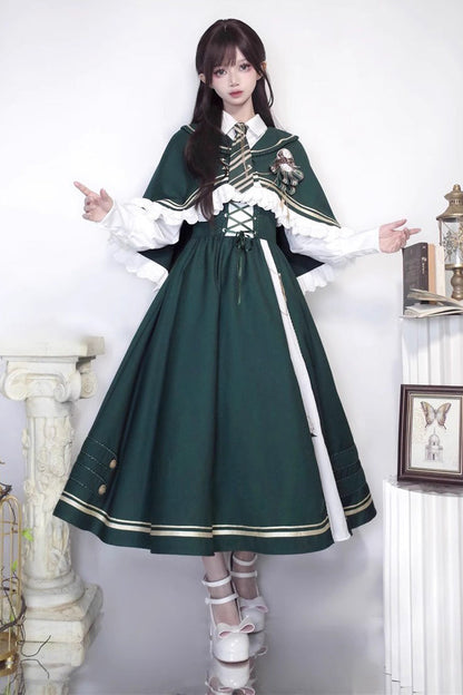 Sweet Lolita Dress - Time Traveler Print, Green, Printed - Kawaii Statement Dress - additional product view 4