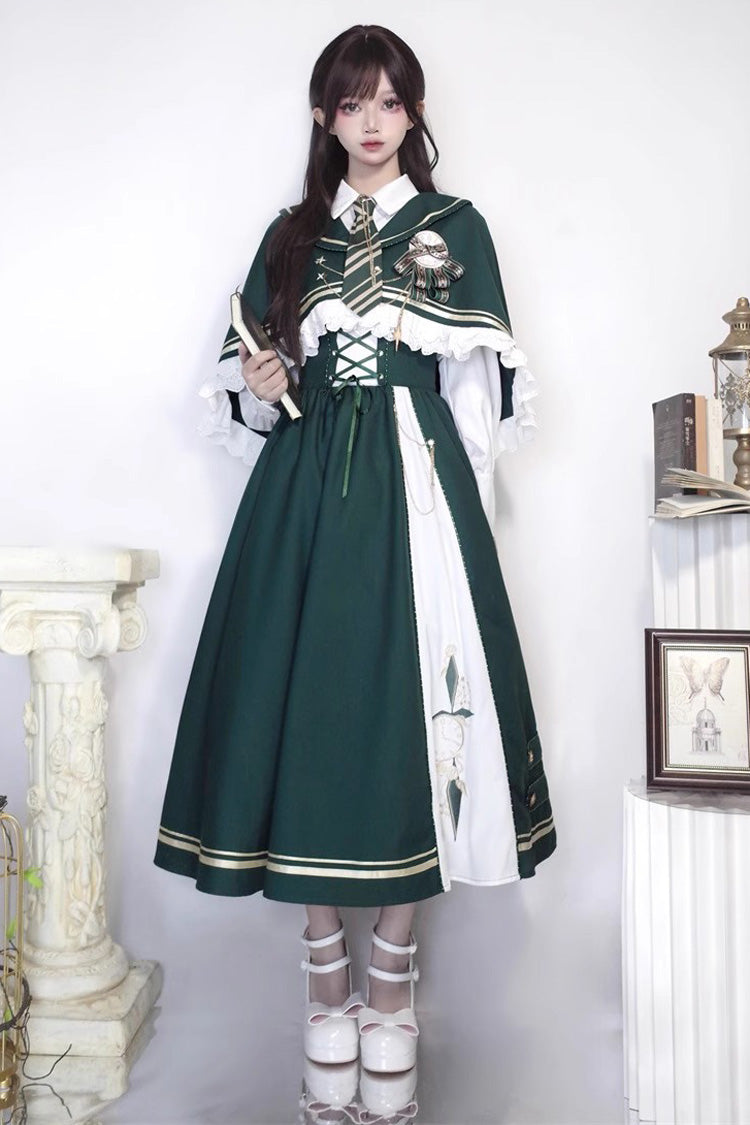 Sweet Lolita Dress - Time Traveler Print, Green, Printed - Kawaii Statement Dress - additional product view 5