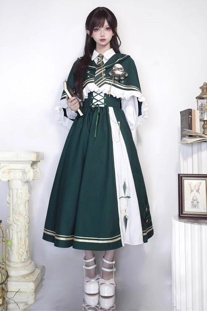 Sweet Lolita Dress - Time Traveler Print, Green, Printed - Kawaii Statement Dress - additional product view 5