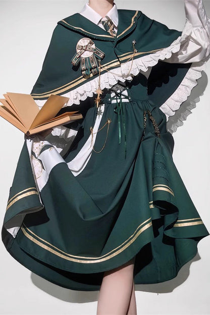 Sweet Lolita Dress - Time Traveler Print, Green, Printed - Kawaii Statement Dress - additional product view 8
