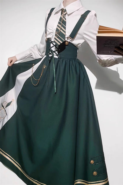 Sweet Lolita Dress - Time Traveler Print, Green, Printed - Kawaii Statement Dress - additional product view 9