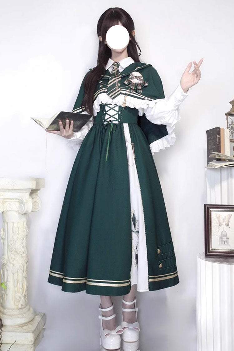 Sweet Lolita Dress - Time Traveler Print, Green, Printed - Kawaii Statement Dress - main product image