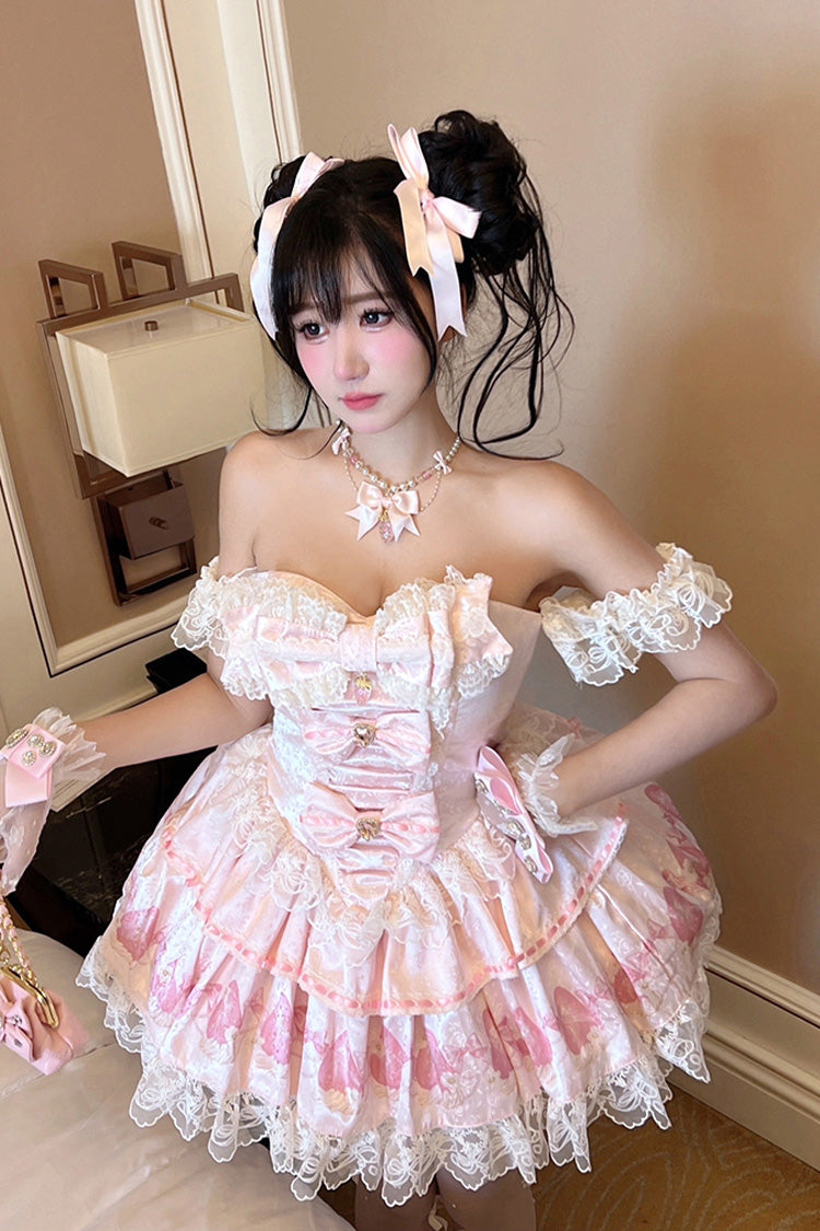Sweet Lolita Dress - True Love Strawberry, Pink, Bow Detail, Lace Trim, Ruffled - additional product view 3