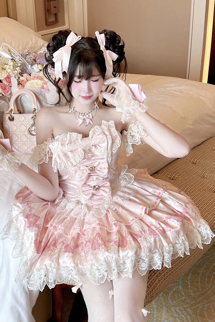 Sweet Lolita Dress - True Love Strawberry, Pink, Bow Detail, Lace Trim, Ruffled - additional product view 8