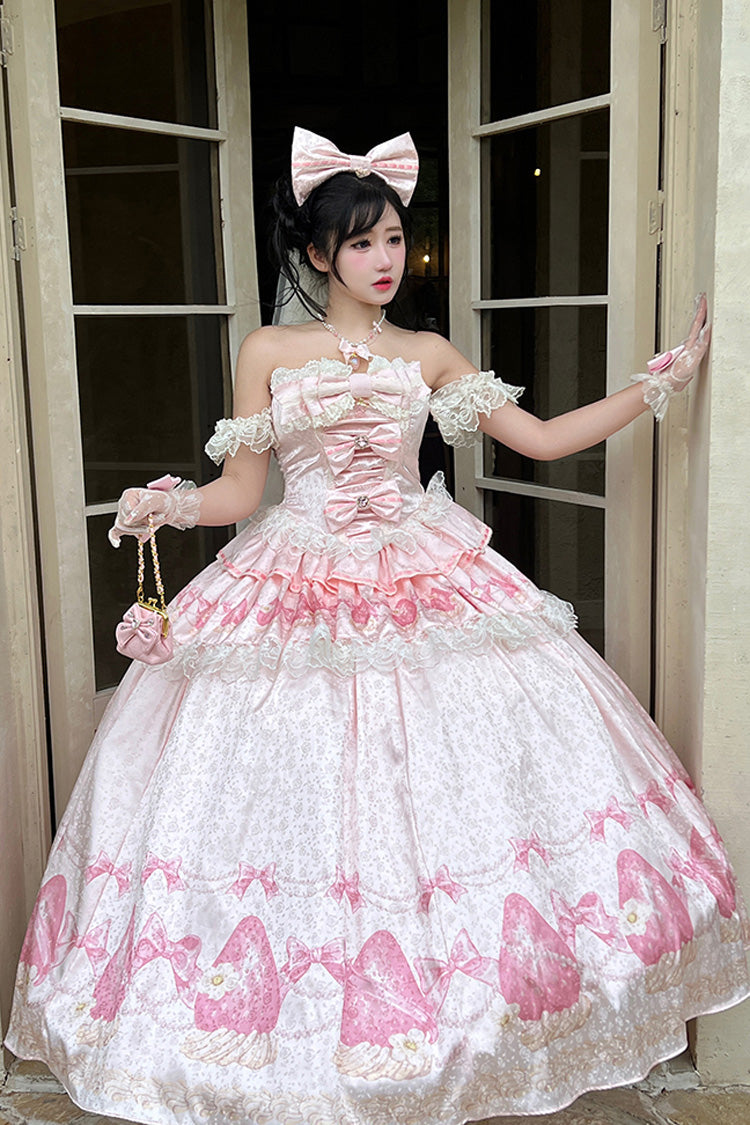 Sweet Lolita Dress - True Love Strawberry, Pink, Bow Detail, Lace Trim, Ruffled - main product image