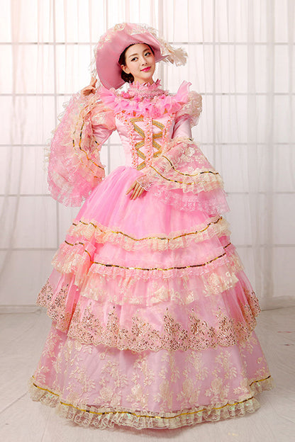 Sweet Lolita Dress - Trumpet Sleeves High Waisted, Pink, High Waist, Embroidered - additional product view 3