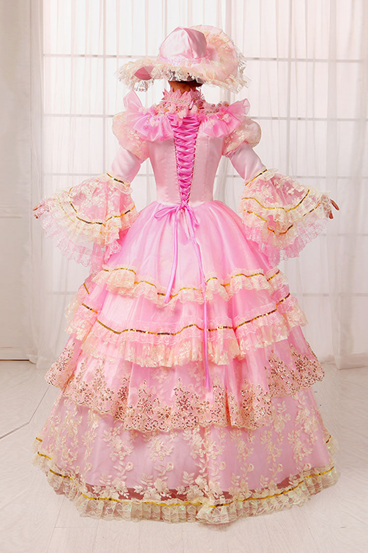 Sweet Lolita Dress - Trumpet Sleeves High Waisted, Pink, High Waist, Embroidered - additional product view 5