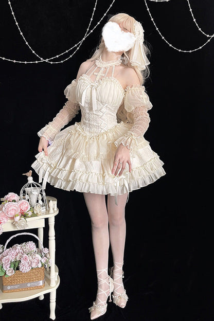 Sweet Lolita Dress - Tube Top, Ivory, Gothic Style, Ruffled, Layered - additional product view 2