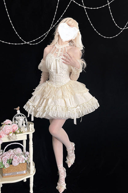 Sweet Lolita Dress - Tube Top, Ivory, Gothic Style, Ruffled, Layered - additional product view 3