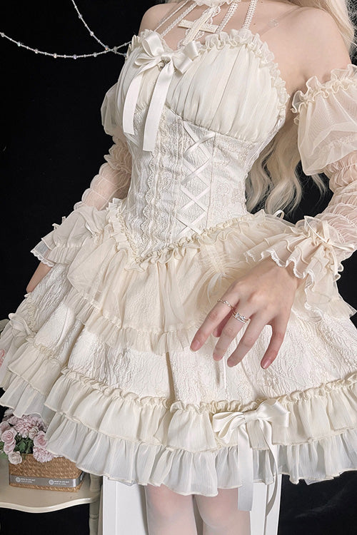 Sweet Lolita Dress - Tube Top, Ivory, Gothic Style, Ruffled, Layered - additional product view 5