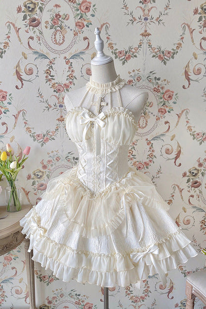 Sweet Lolita Dress - Tube Top, Ivory, Gothic Style, Ruffled, Layered - additional product view 6
