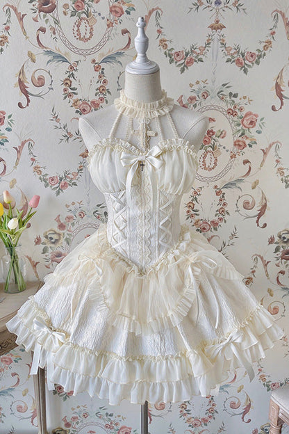 Sweet Lolita Dress - Tube Top, Ivory, Gothic Style, Ruffled, Layered - main product image
