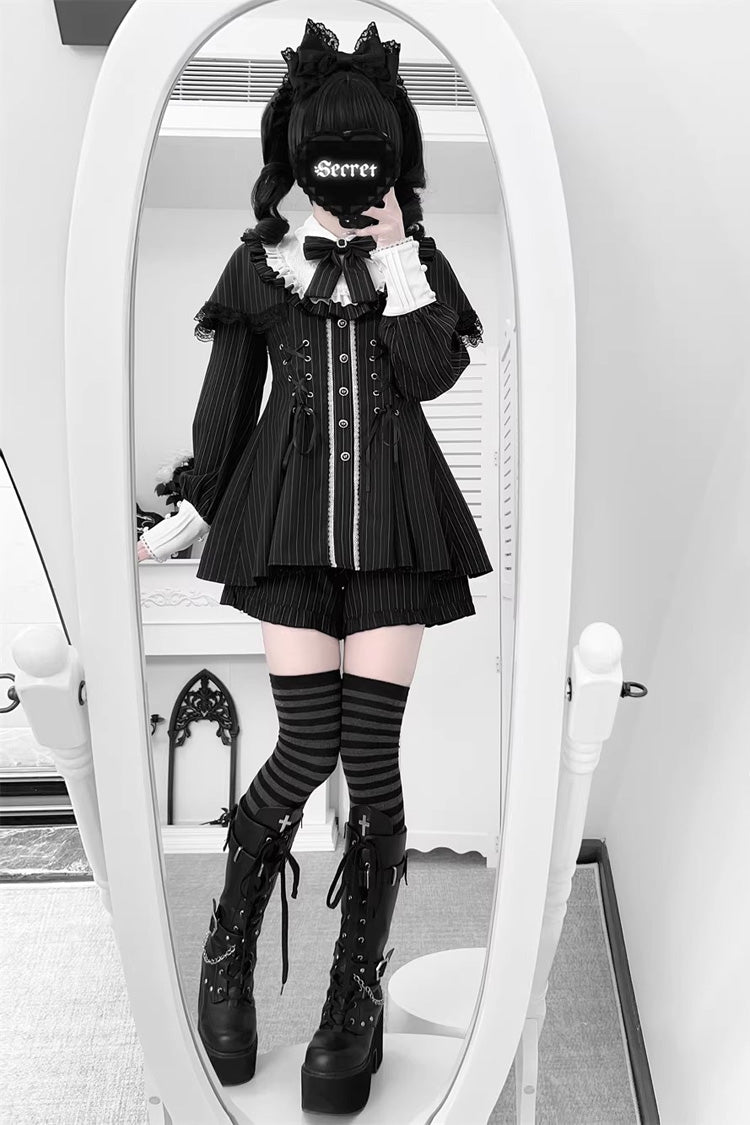 Sweet Lolita Dress - Twilight Reimi, 4 Colors, Plaid, Striped, Lace Trim - additional product view 6