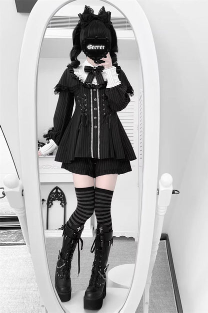 Sweet Lolita Dress - Twilight Reimi, 4 Colors, Plaid, Striped, Lace Trim - additional product view 6