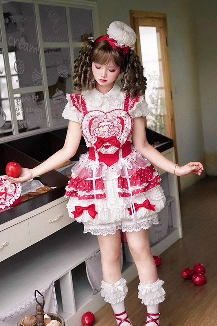 Sweet Lolita Dress - Twin Bears, 2 Colors, Lace Trim, Ruffled, Printed - additional product view 4