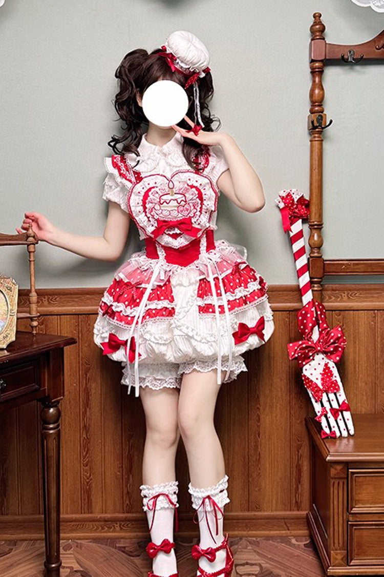 Sweet Lolita Dress - Twin Bears, 2 Colors, Lace Trim, Ruffled, Printed - additional product view 7