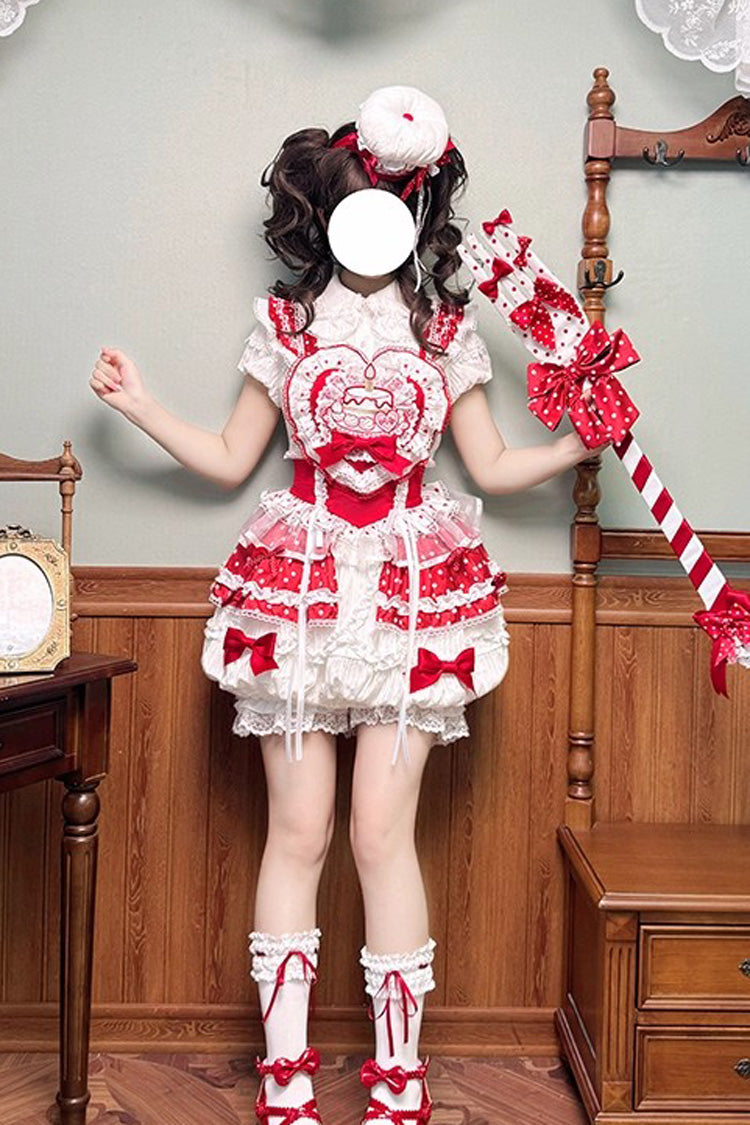 Sweet Lolita Dress - Twin Bears, 2 Colors, Lace Trim, Ruffled, Printed - additional product view 9