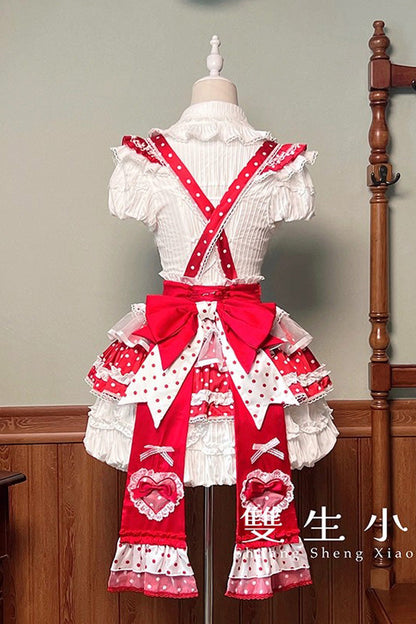 Sweet Lolita Dress - Twin Bears, 2 Colors, Lace Trim, Ruffled, Printed - additional product view 11