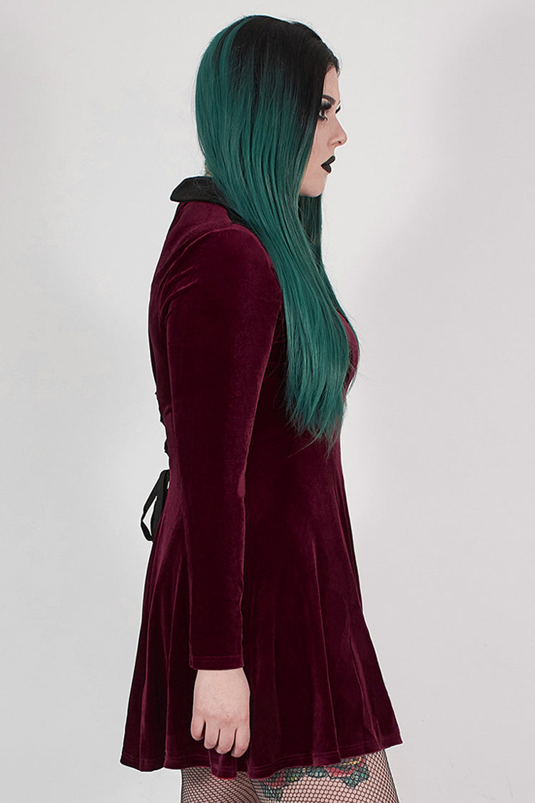 Sweet Lolita Dress - Velvet Front Chest Hollow-out, Red, Plus Size, Buckle Detail - additional product view 2