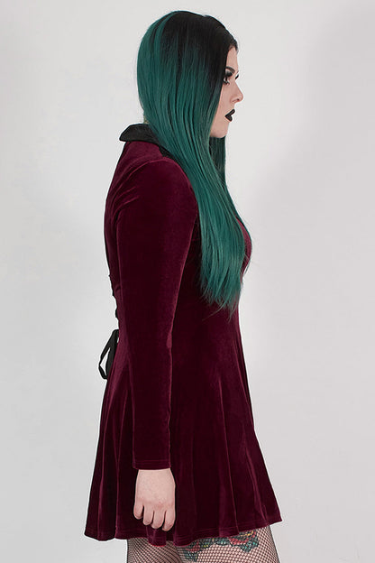 Sweet Lolita Dress - Velvet Front Chest Hollow-out, Red, Plus Size, Buckle Detail - additional product view 2