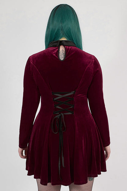 Sweet Lolita Dress - Velvet Front Chest Hollow-out, Red, Plus Size, Buckle Detail - additional product view 3