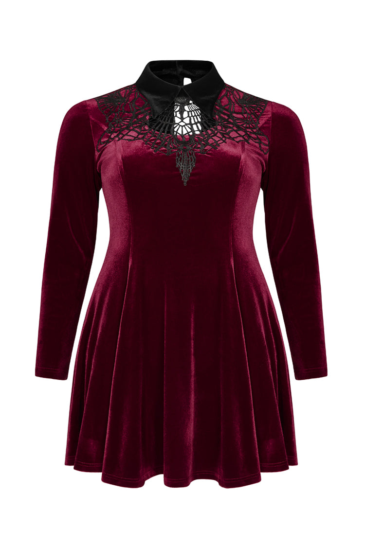 Sweet Lolita Dress - Velvet Front Chest Hollow-out, Red, Plus Size, Buckle Detail - additional product view 5