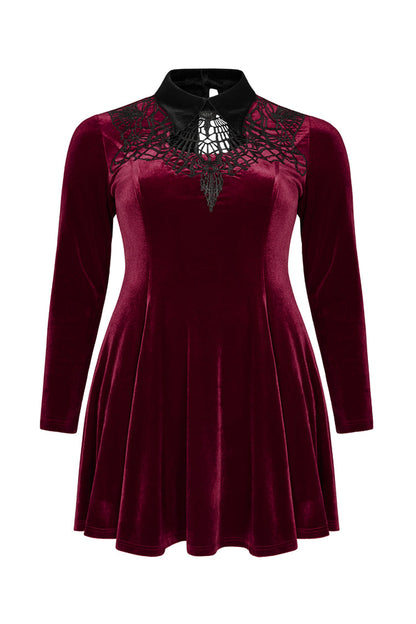 Sweet Lolita Dress - Velvet Front Chest Hollow-out, Red, Plus Size, Buckle Detail - additional product view 5
