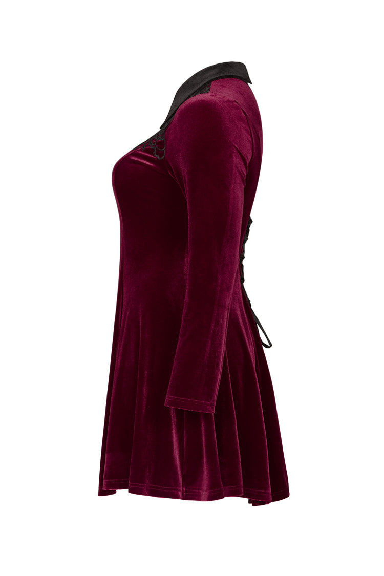 Sweet Lolita Dress - Velvet Front Chest Hollow-out, Red, Plus Size, Buckle Detail - additional product view 6