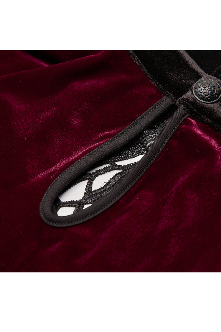 Sweet Lolita Dress - Velvet Front Chest Hollow-out, Red, Plus Size, Buckle Detail - additional product view 8