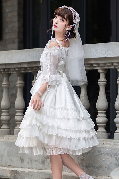 Sweet Lolita Dress - Venus's Kiss, White, Classic Style, Ruffled - additional product view 4