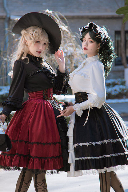 Sweet Lolita Dress - White/black Stitching Cardigan, 2 Colors, Gothic Style, Ruffled - additional product view 7