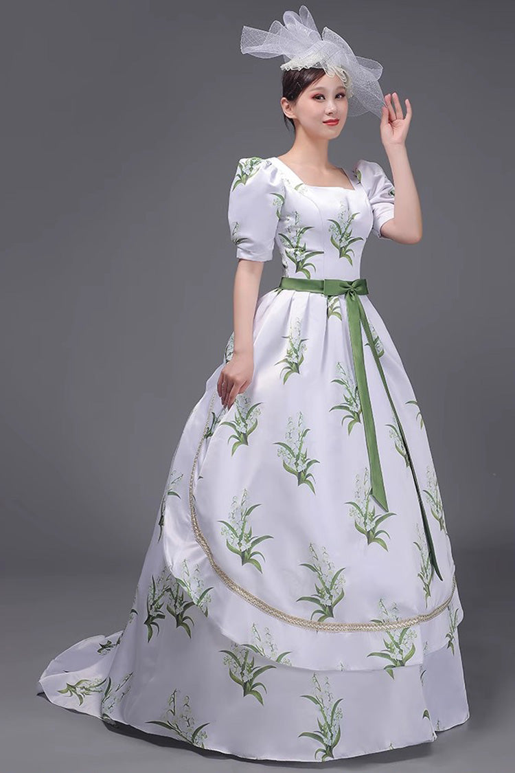 Sweet Lolita Dress - White/green European Court, 2 Colors, Printed, Victorian Style - additional product view 2