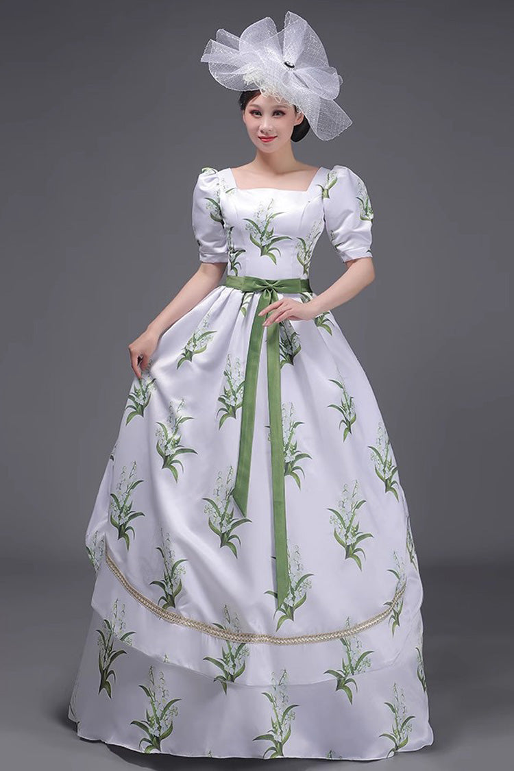 Sweet Lolita Dress - White/green European Court, 2 Colors, Printed, Victorian Style - additional product view 3