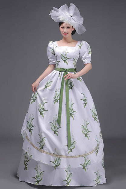 Sweet Lolita Dress - White/green European Court, 2 Colors, Printed, Victorian Style - additional product view 3