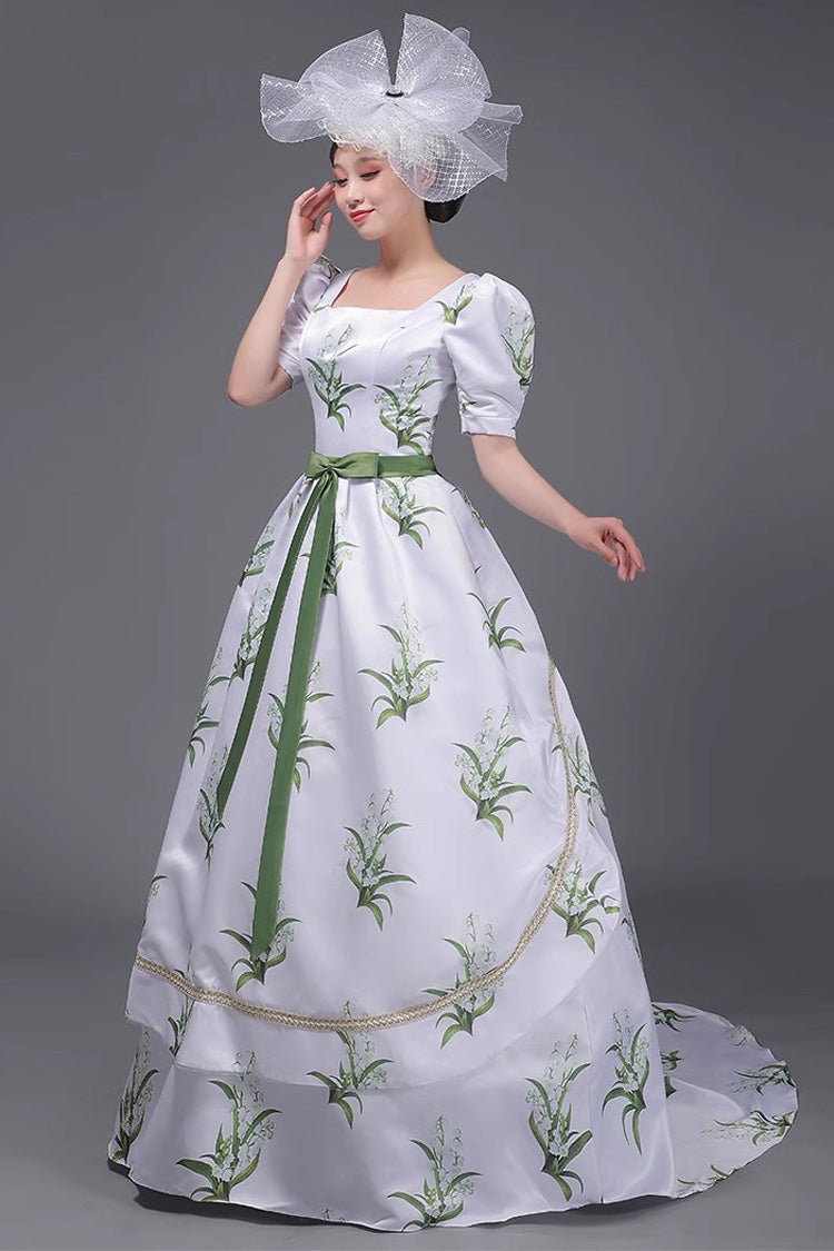 Sweet Lolita Dress - White/green European Court, 2 Colors, Printed, Victorian Style - additional product view 4