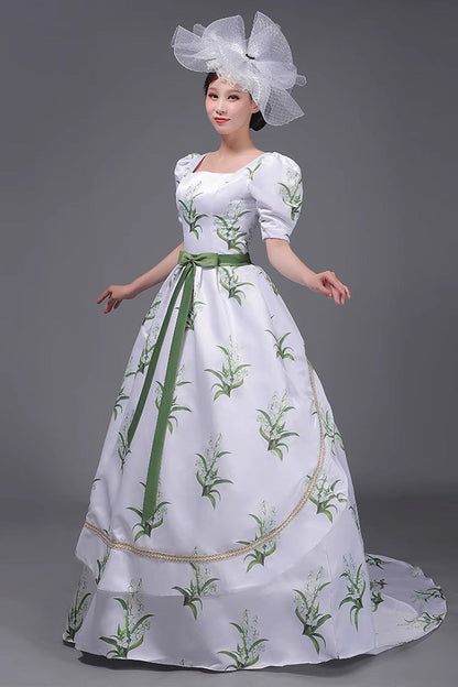 Sweet Lolita Dress - White/green European Court, 2 Colors, Printed, Victorian Style - additional product view 5
