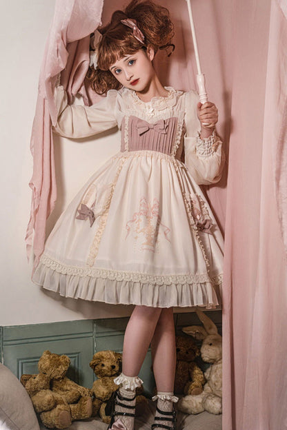 Sweet Lolita Dress - White/pink, 2 Colors, Printed - Lolita Coordinate Dress - additional product view 5