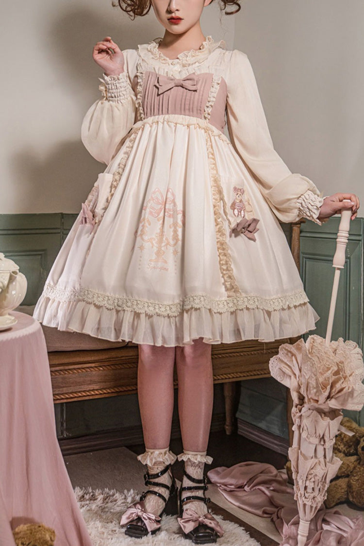 Sweet Lolita Dress - White/pink, 2 Colors, Printed - Lolita Coordinate Dress - main product image