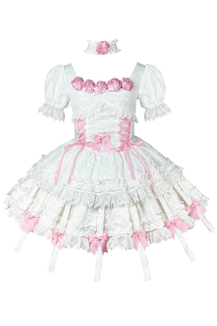 Sweet Lolita Dress - White/pink Puff, 2 Colors, Gothic Style, Layered - additional product view 3