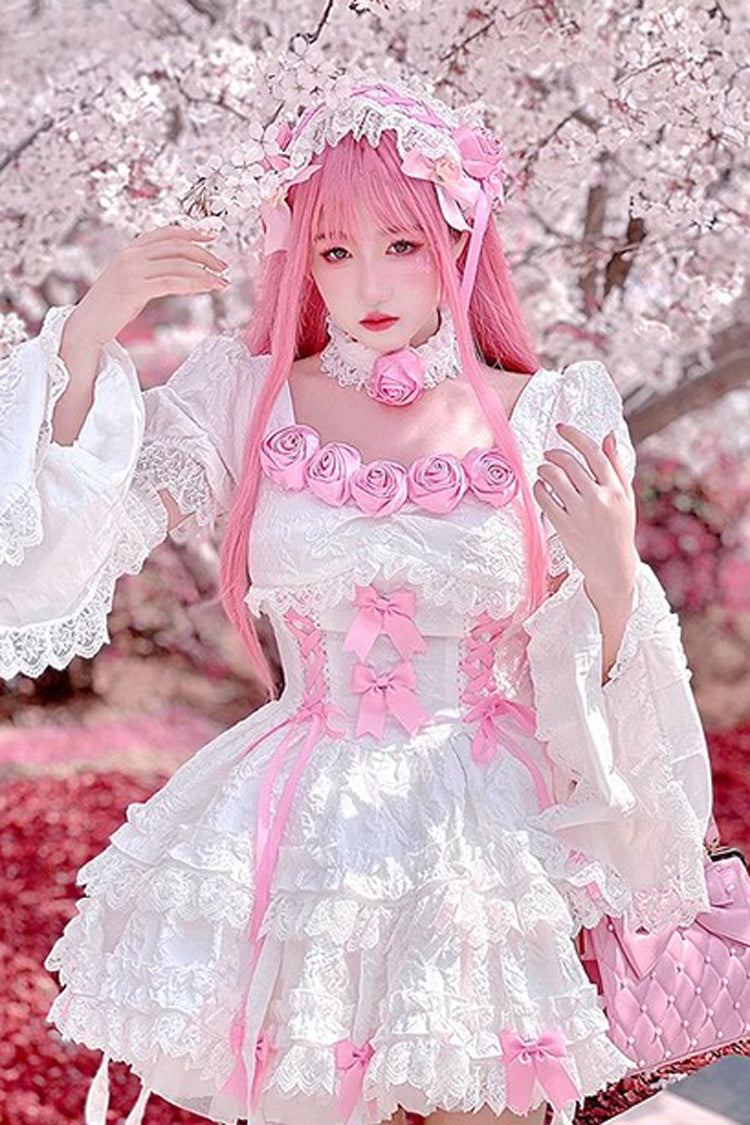 Sweet Lolita Dress - White/pink Puff, 2 Colors, Gothic Style, Layered - additional product view 7
