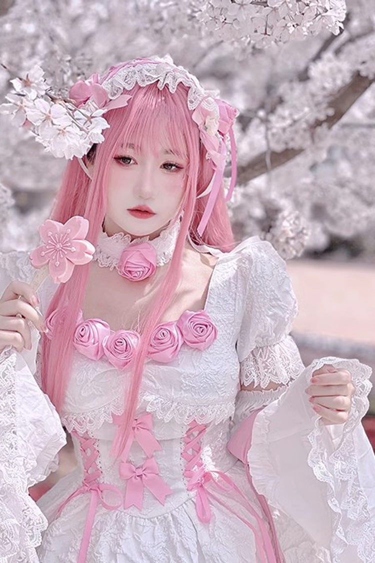 Sweet Lolita Dress - White/pink Puff, 2 Colors, Gothic Style, Layered - additional product view 8