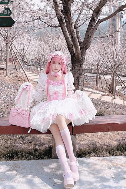 Sweet Lolita Dress - White/pink Puff, 2 Colors, Gothic Style, Layered - additional product view 10