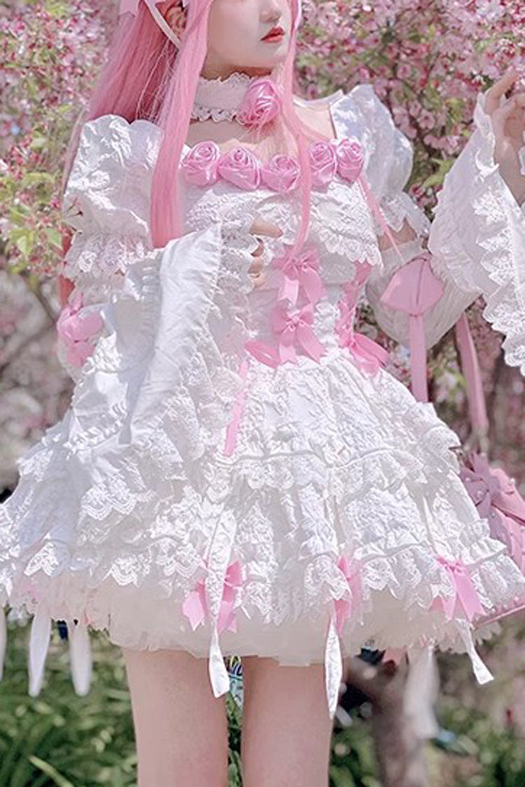 Sweet Lolita Dress - White/pink Puff, 2 Colors, Gothic Style, Layered - main product image