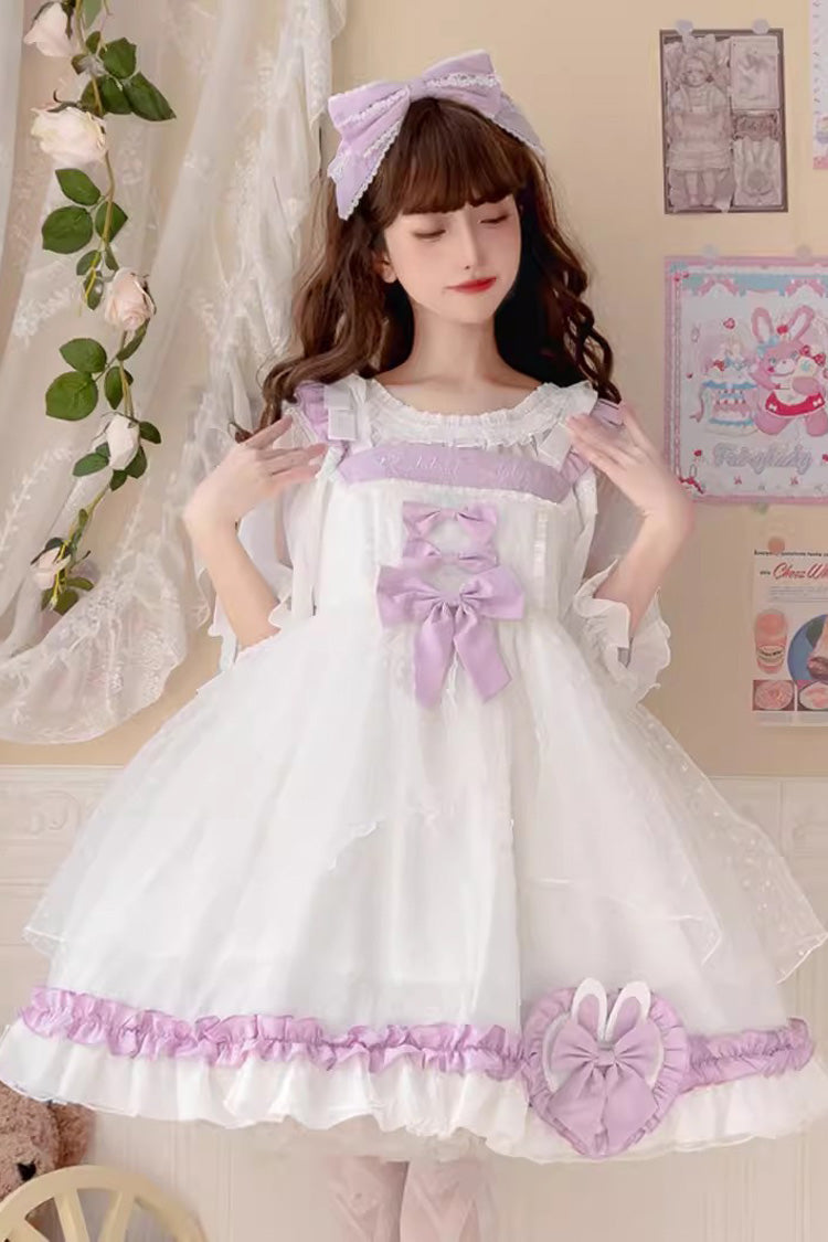 Sweet Lolita Dress - White/purple Song Of Mist And, 2 Colors, Bow Detail, Ruffled - additional product view 3