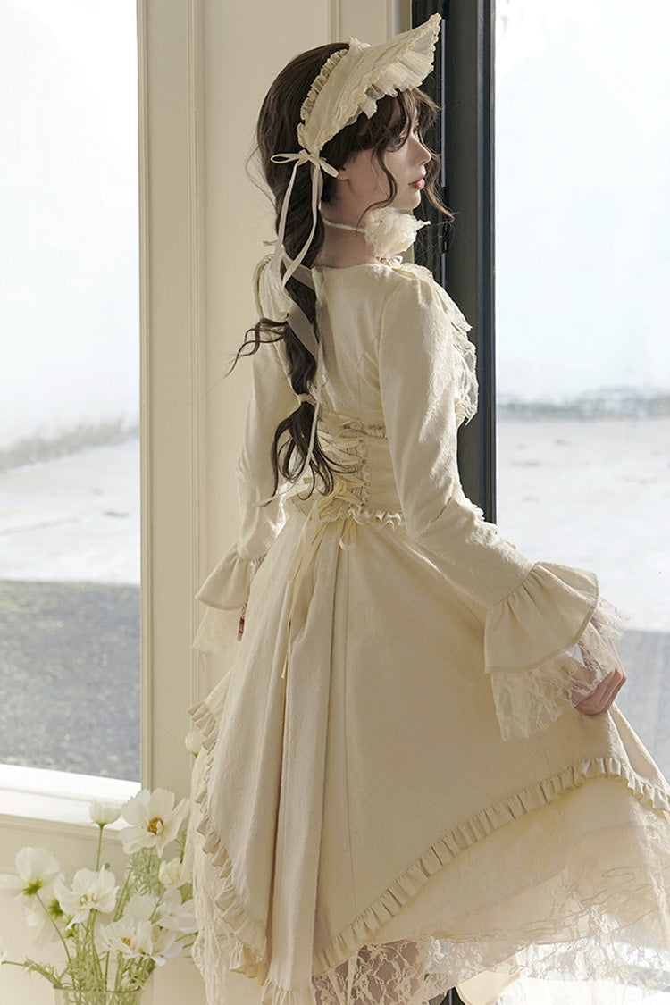 Sweet Lolita Dress - White Tea, 2 Colors, Long Sleeves, Classic Style, Bow Detail - additional product view 13