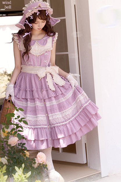 Sweet Lolita Dress - Wind Bell Multi-layered Cardigan, Purple, Lace Trim - additional product view 3