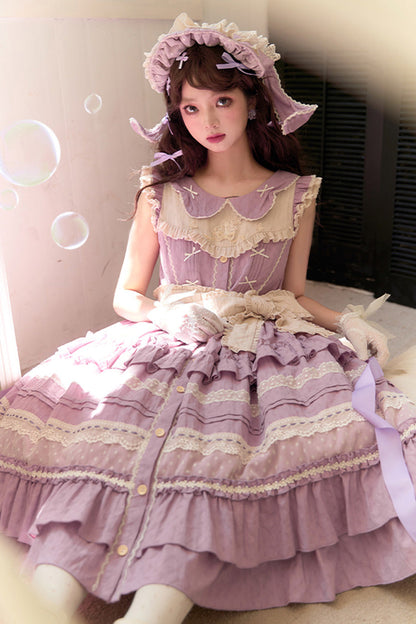 Sweet Lolita Dress - Wind Bell Multi-layered Cardigan, Purple, Lace Trim - additional product view 4